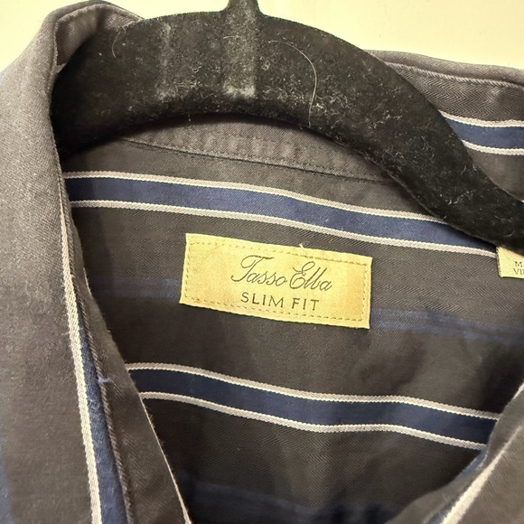 Men's Striped Blue Button Down Shirt - Picture 3 of 3